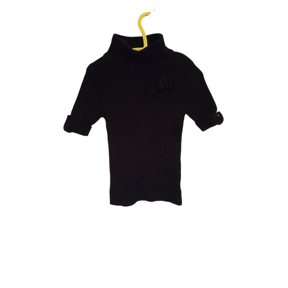 Camilla‎ Girls 5/6 Black Knit Turtleneck Sweater With Embroidery Logo